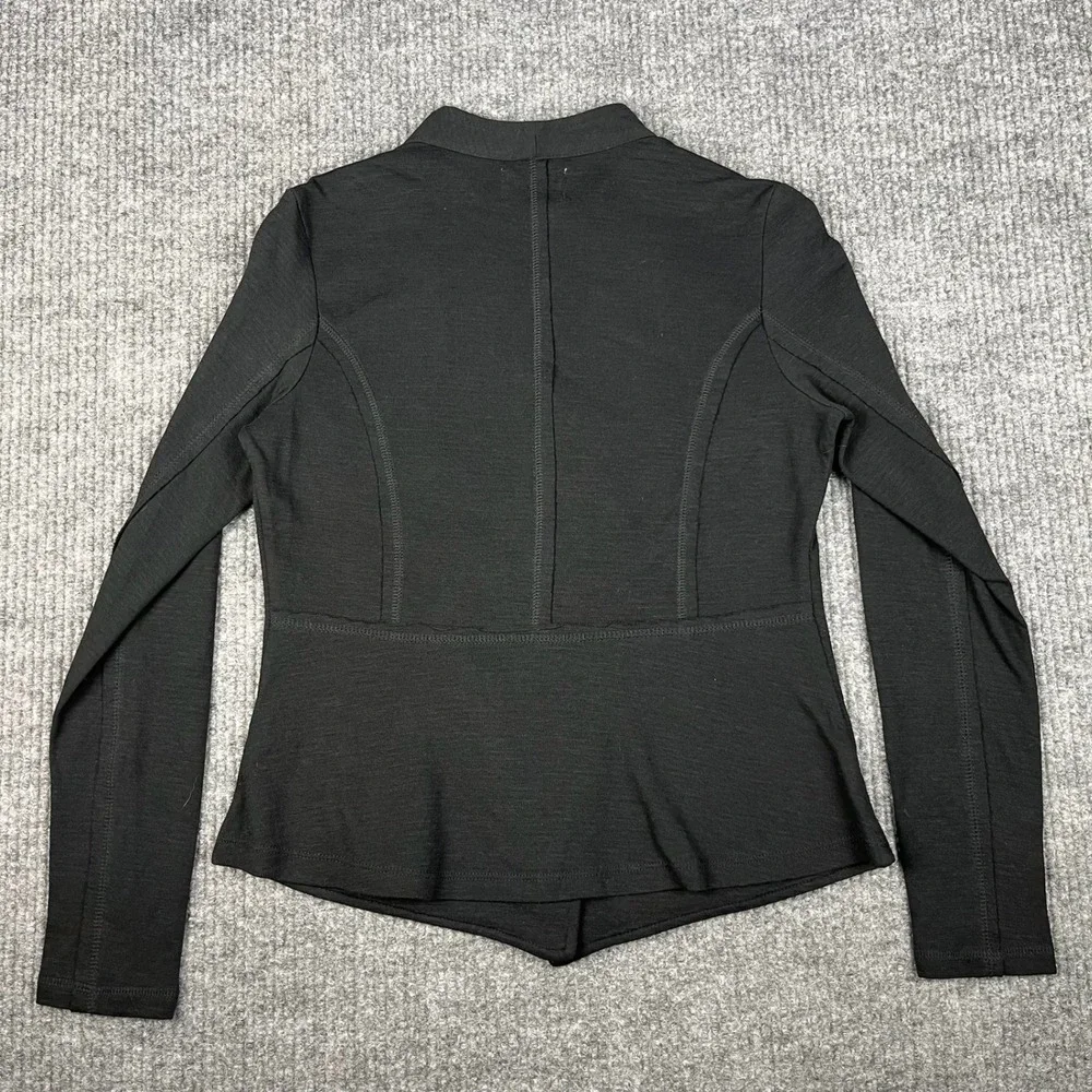 Caslon Jacket Womens XS Black Open Front Knit Moto Ponte Career Minimalist NEW